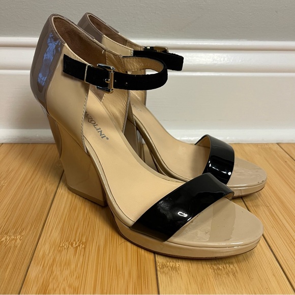 Carlo Pazolini Women Tan Brown Wedge Strappy Sandals Heels Size 38/8 Formal